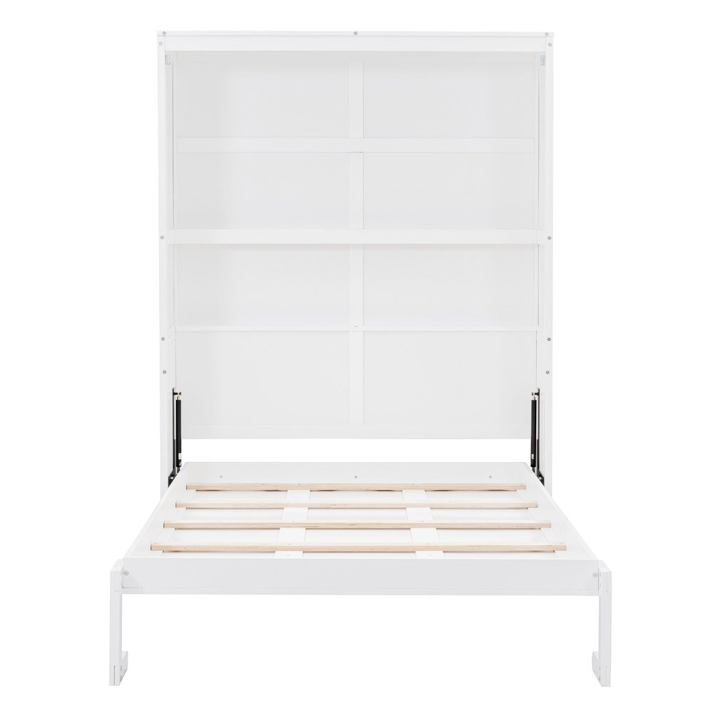 White Wood Full Murphy Bed