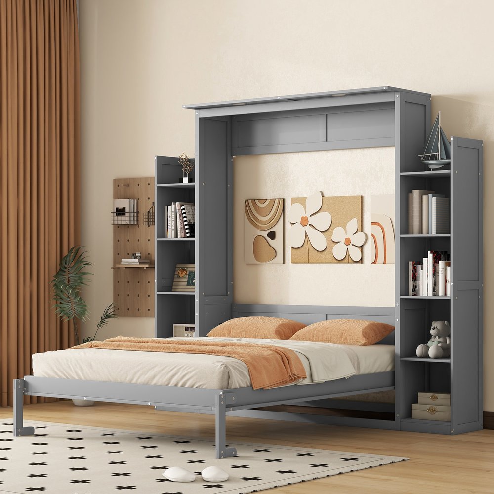 Gray Wood Queen Murphy Bed