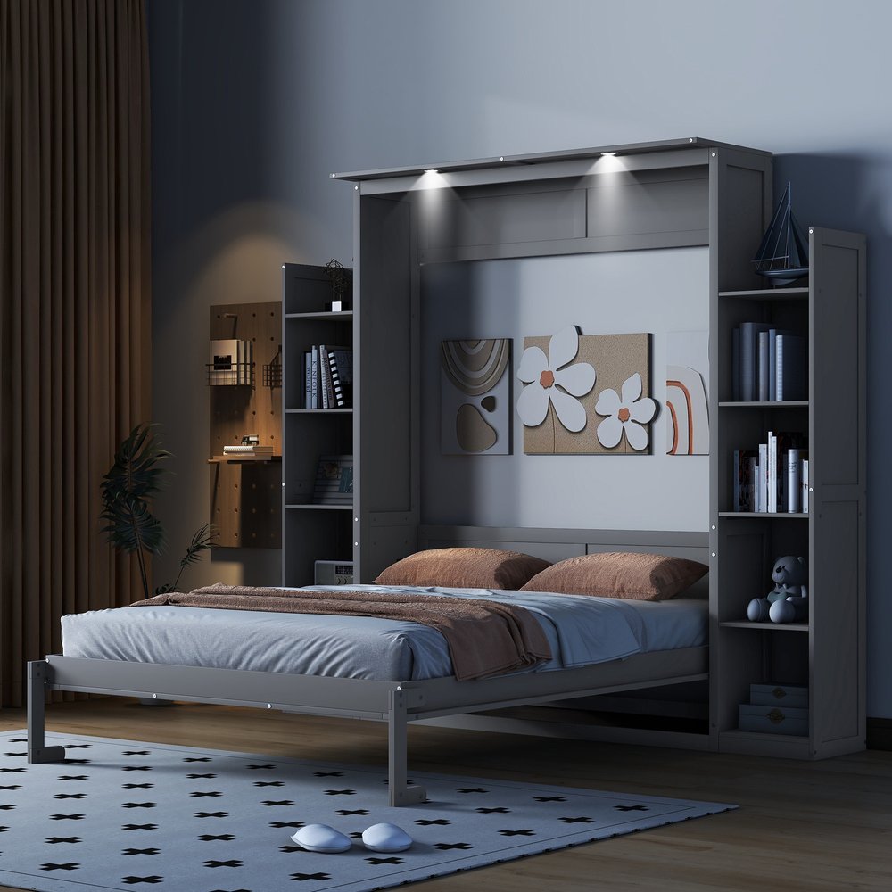 Gray Wood Queen Murphy Bed