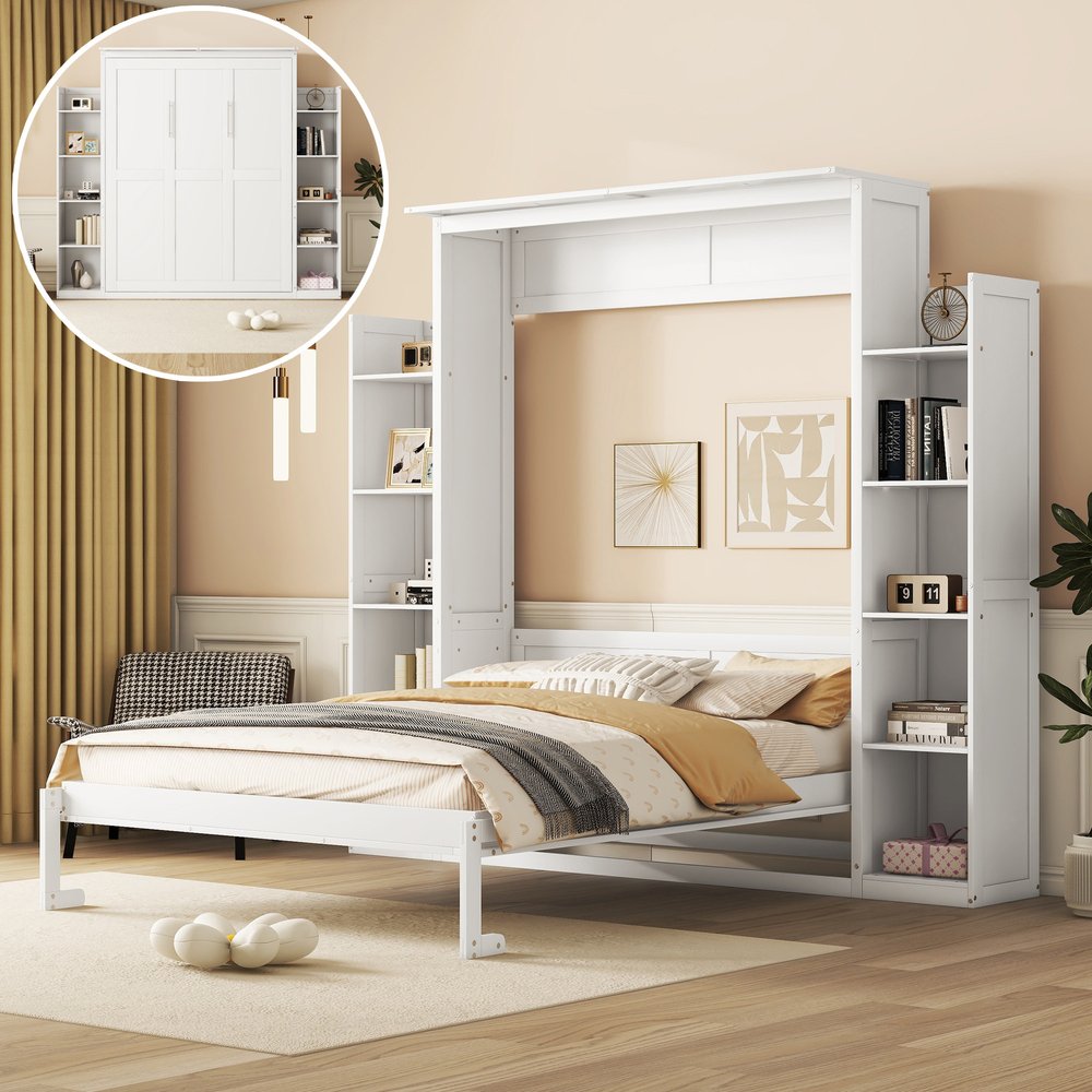 White Wood Queen Murphy Bed