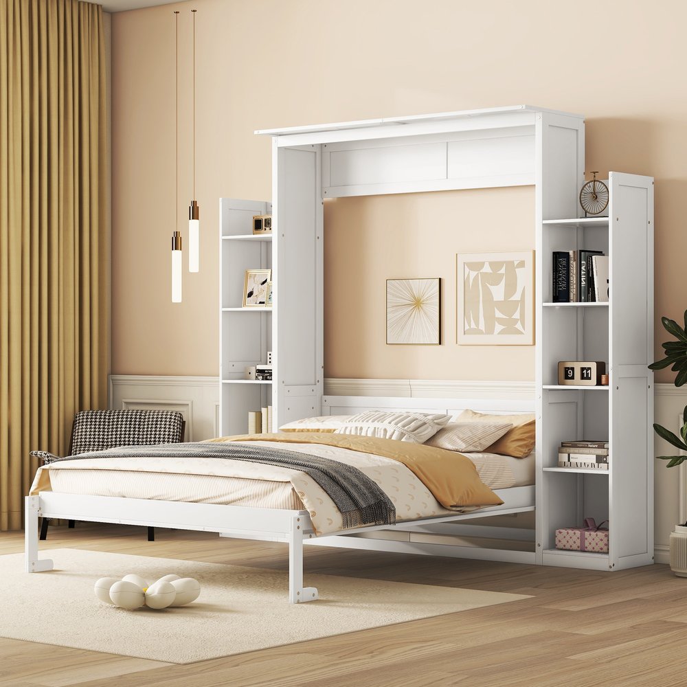 White Wood Queen Murphy Bed