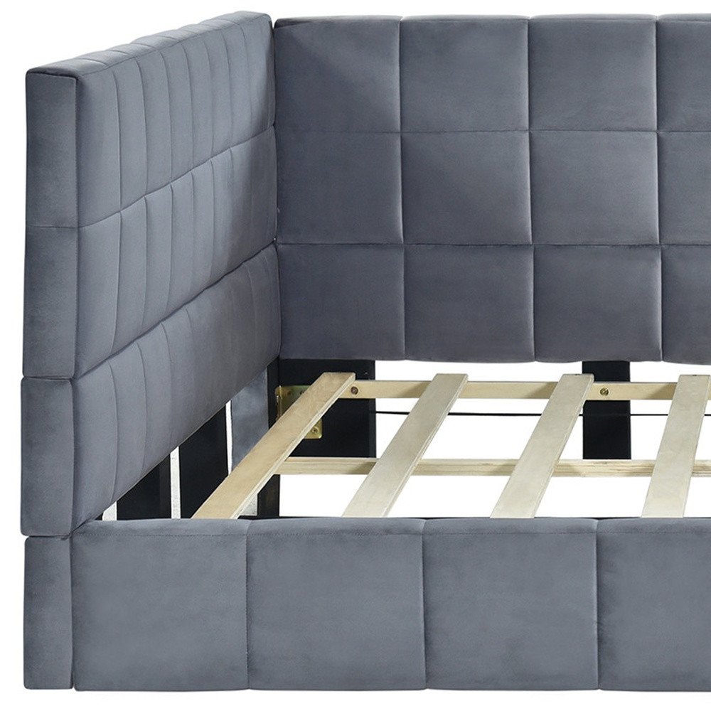 Gray Upholstered Full Bed Frame