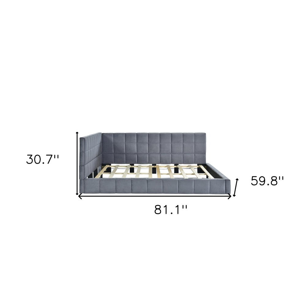 Gray Upholstered Full Bed Frame