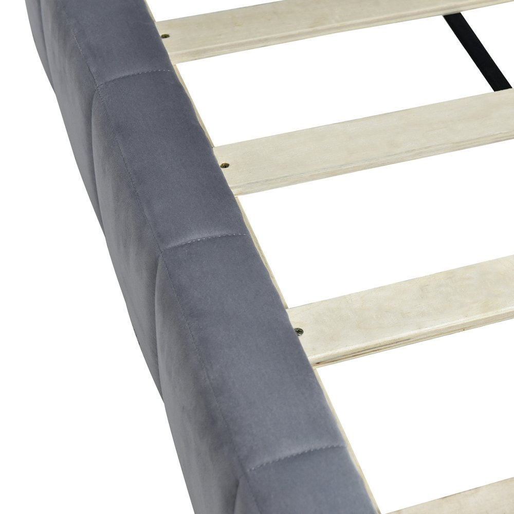 Gray Upholstered Full Bed Frame