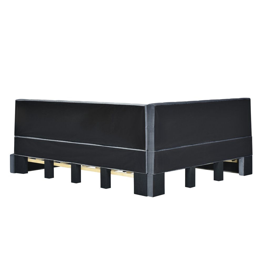 Gray Upholstered Full Bed Frame