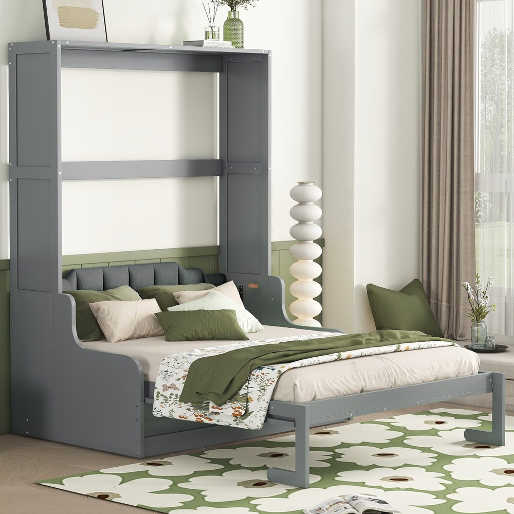 Gray Wood Queen Murphy Bed