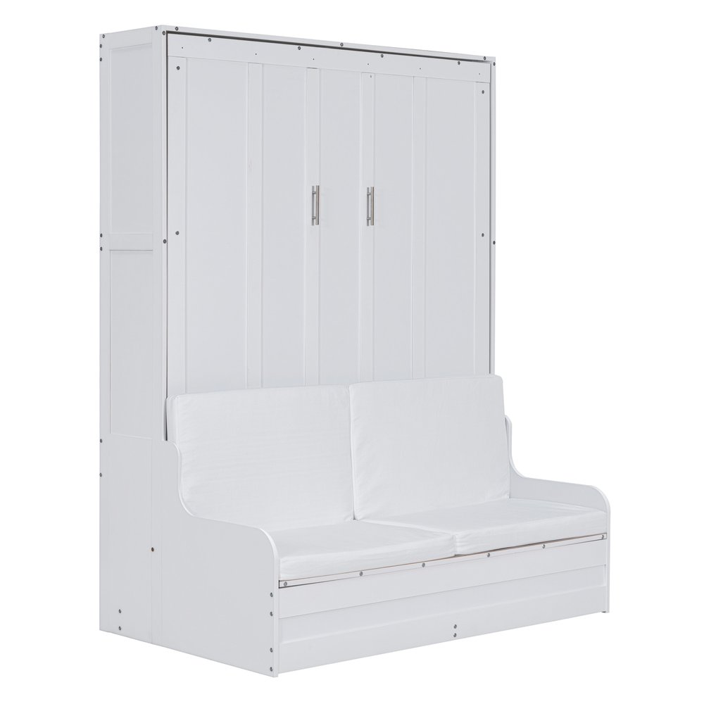 White Wood Queen Murphy Bed