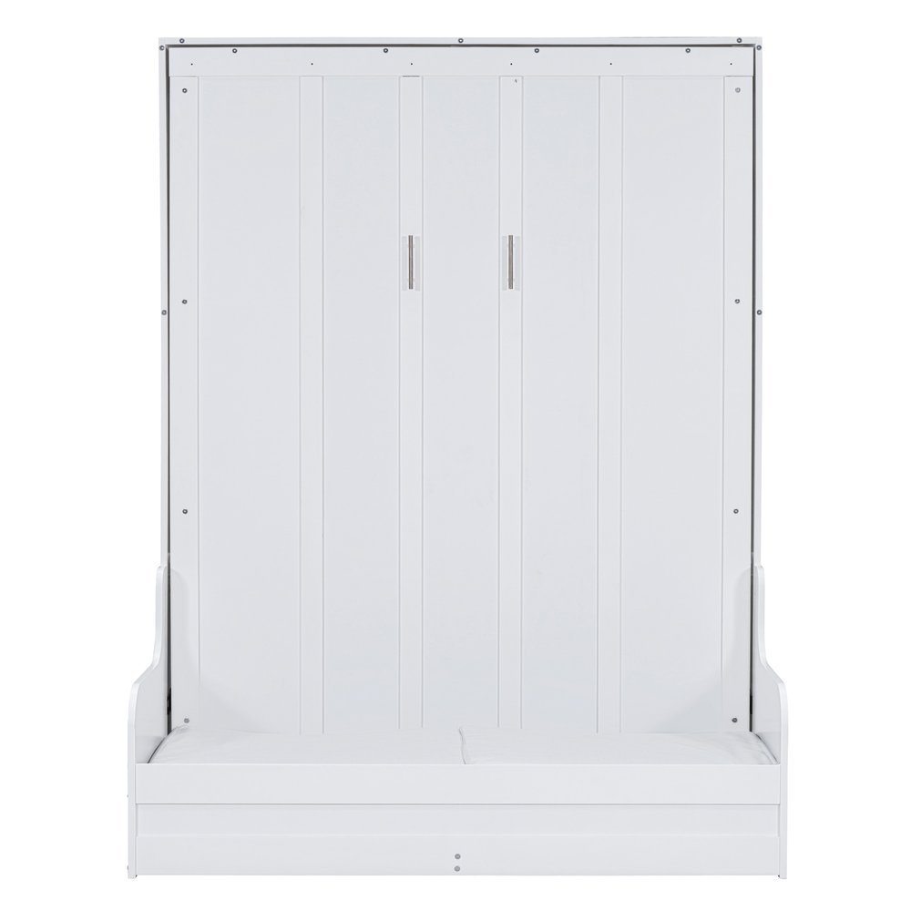 White Wood Queen Murphy Bed