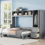 Gray Wood Full Murphy Bed