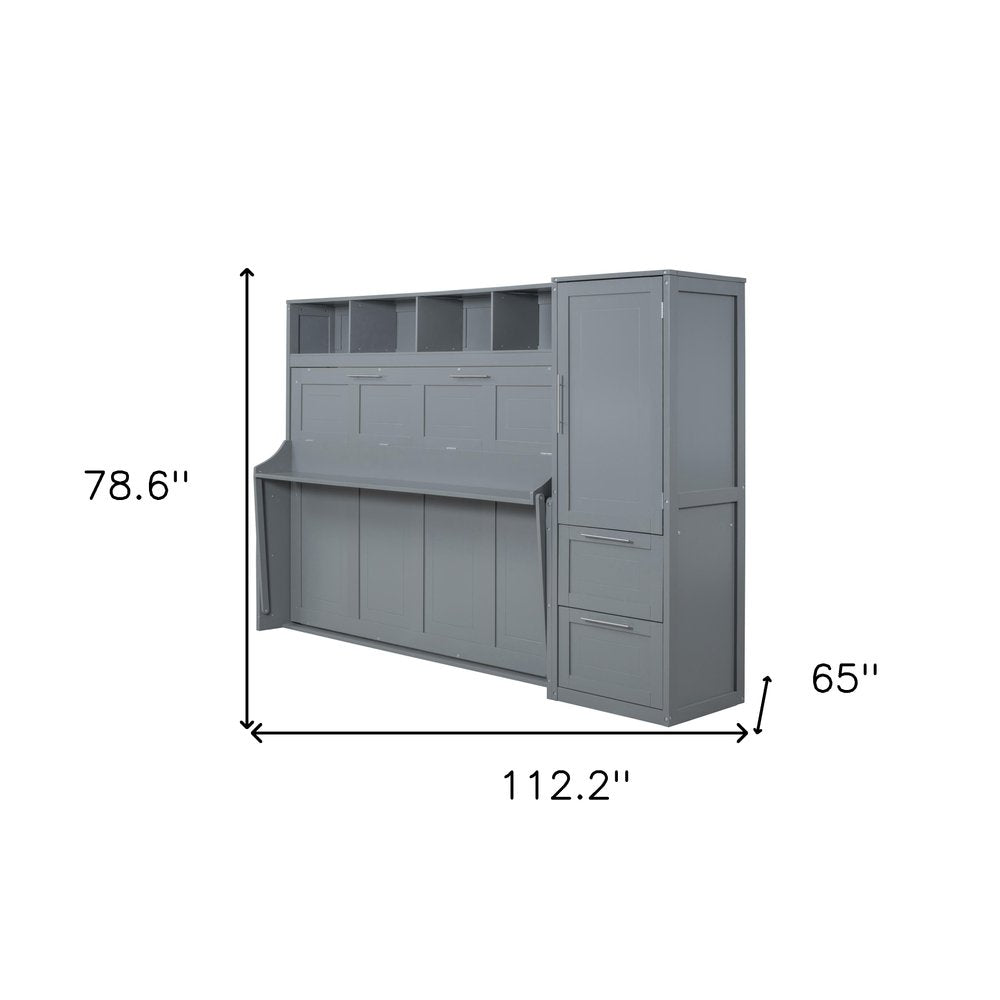 Gray Wood Queen Murphy Bed
