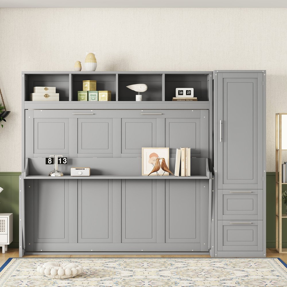 Gray Wood Queen Murphy Bed