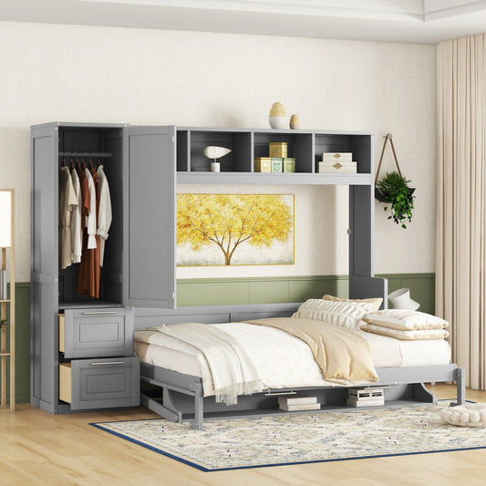Gray Wood Queen Murphy Bed