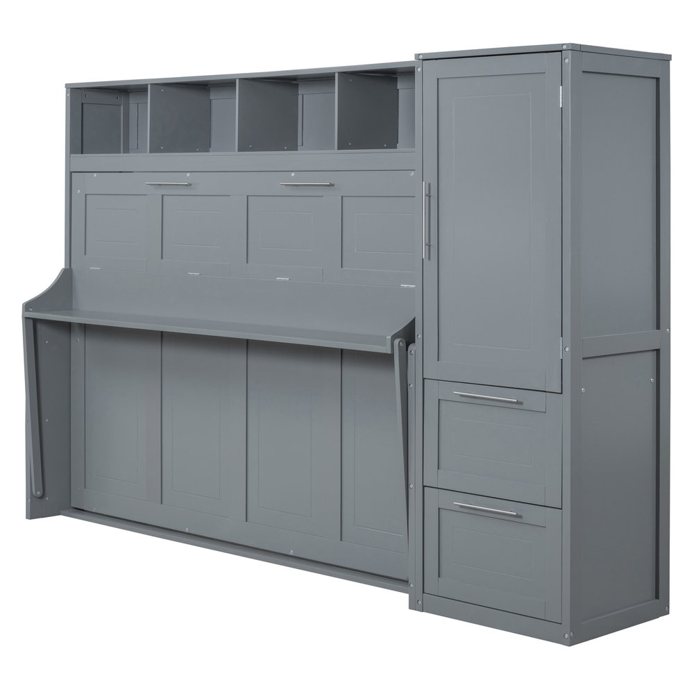 Gray Wood Queen Murphy Bed