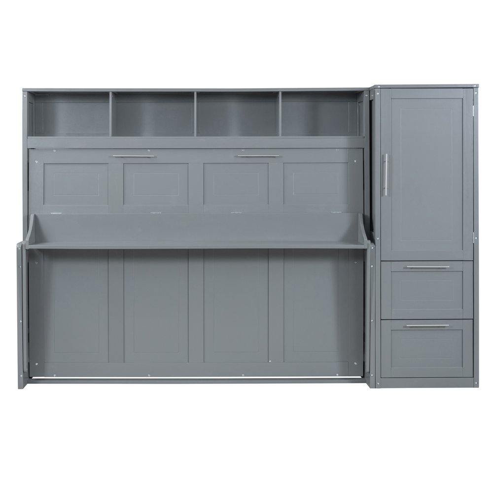 Gray Wood Queen Murphy Bed