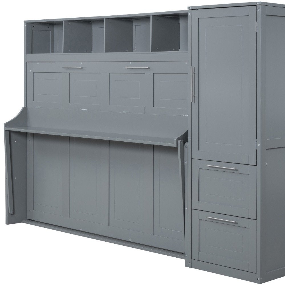 Gray Wood Queen Murphy Bed