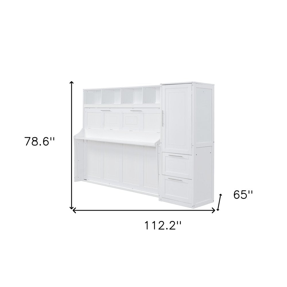 White Wood Queen Murphy Bed