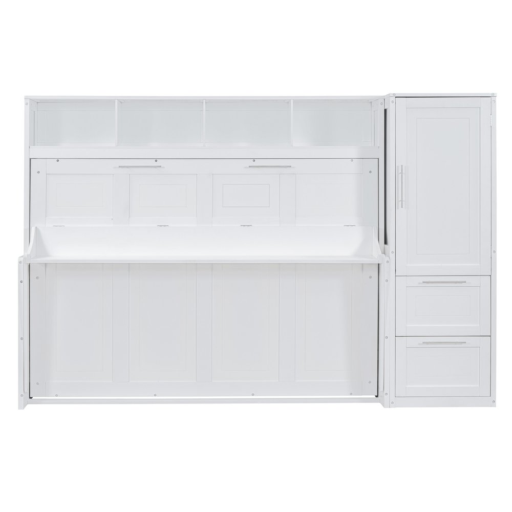White Wood Queen Murphy Bed