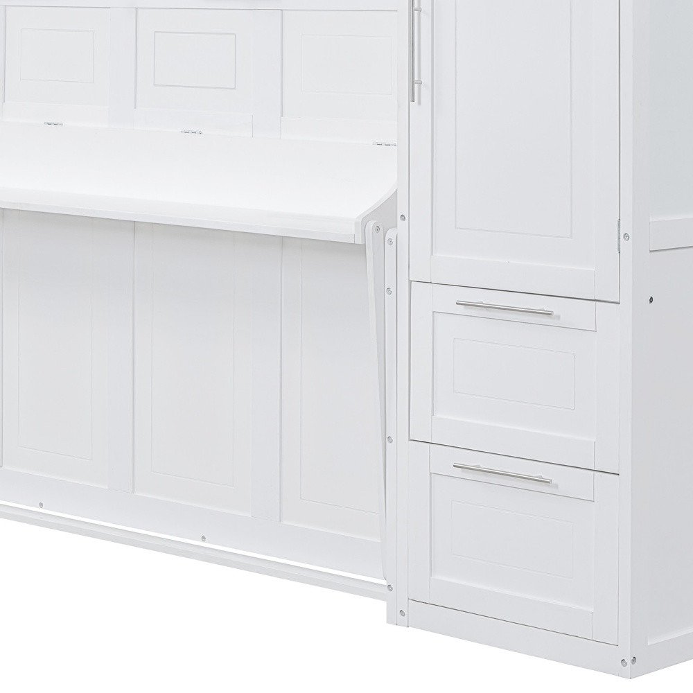 White Wood Queen Murphy Bed