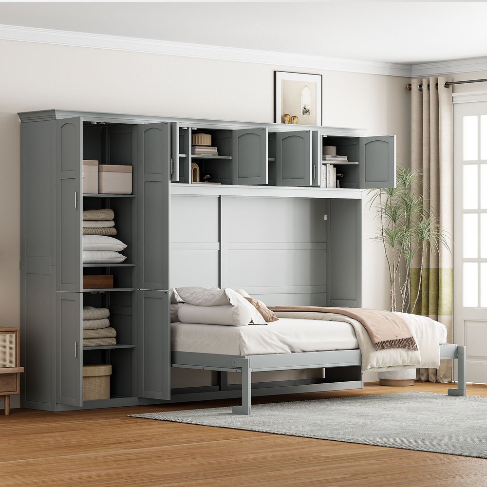 Gray Wood Queen Murphy Bed