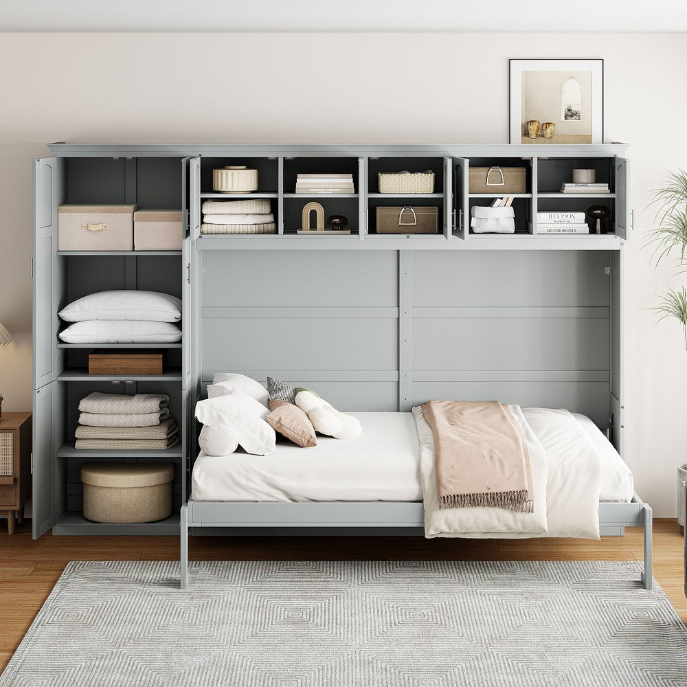 Gray Wood Queen Murphy Bed