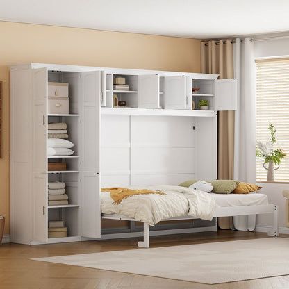White Wood Queen Murphy Bed