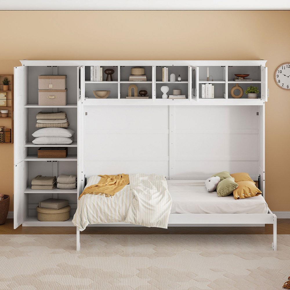 White Wood Queen Murphy Bed