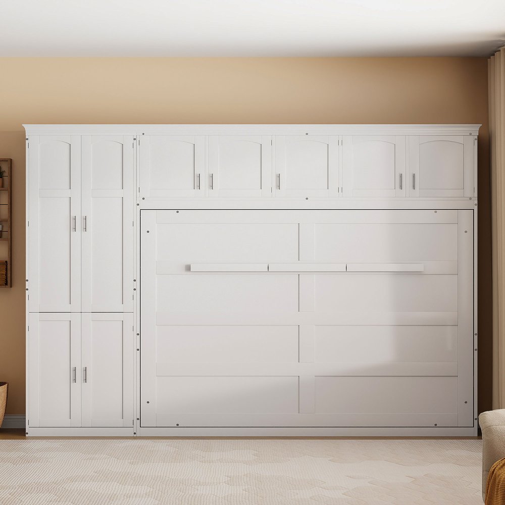 White Wood Queen Murphy Bed