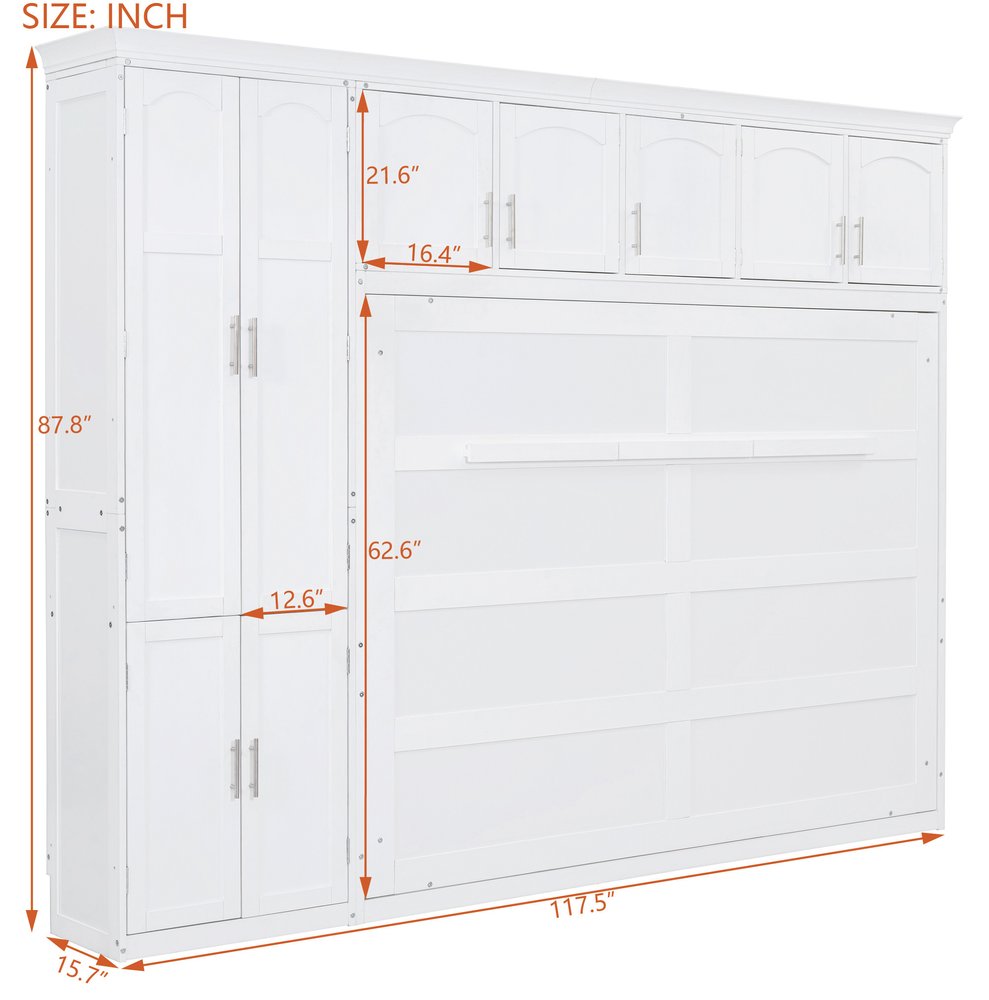 White Wood Queen Murphy Bed