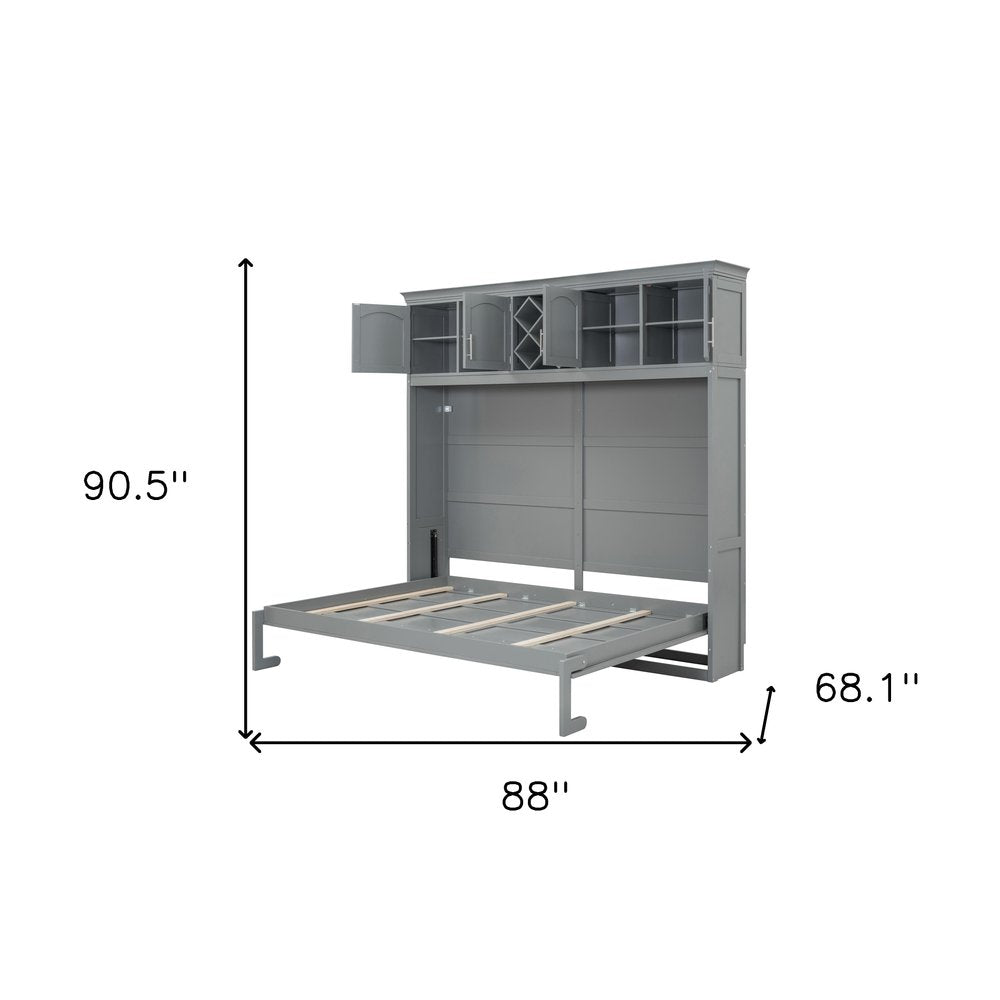 Gray Wood Queen Murphy Bed