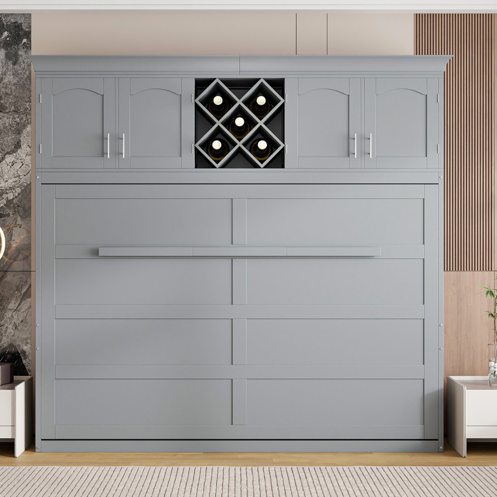 Gray Wood Queen Murphy Bed