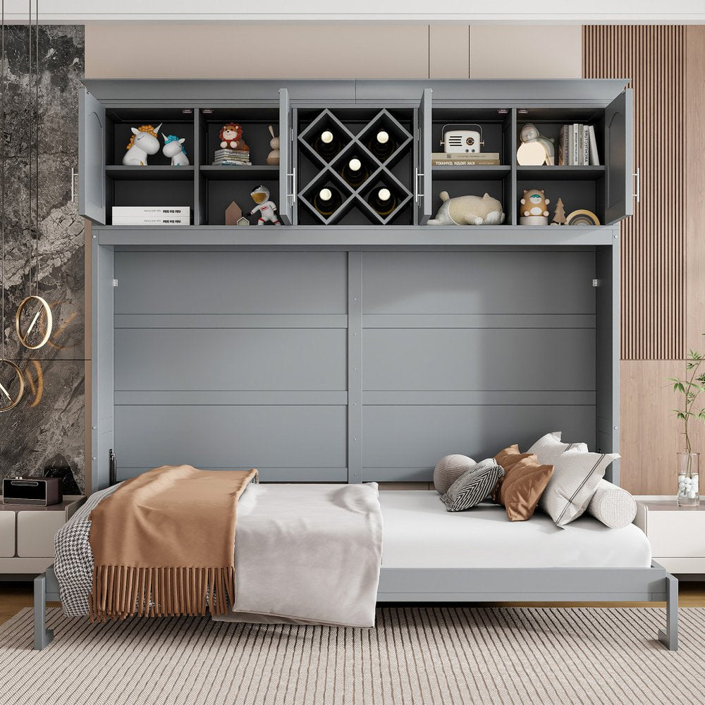 Gray Wood Queen Murphy Bed