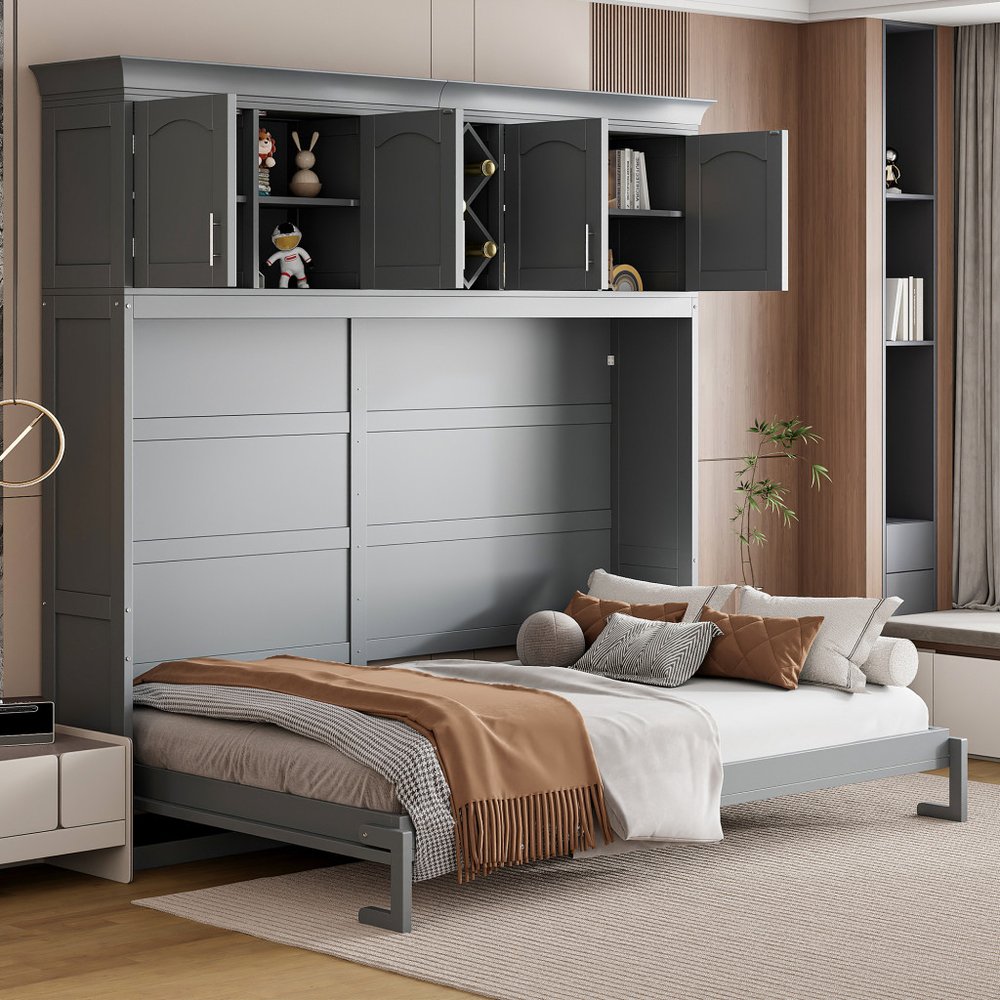Gray Wood Queen Murphy Bed