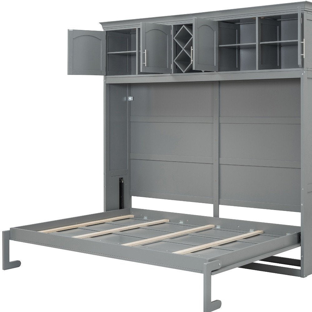 Gray Wood Queen Murphy Bed