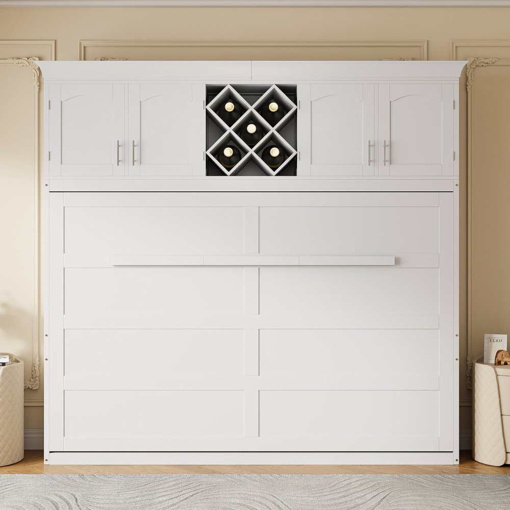 White Wood Queen Murphy Bed