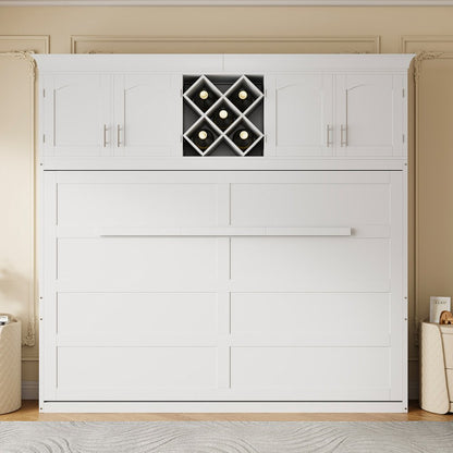 White Wood Queen Murphy Bed