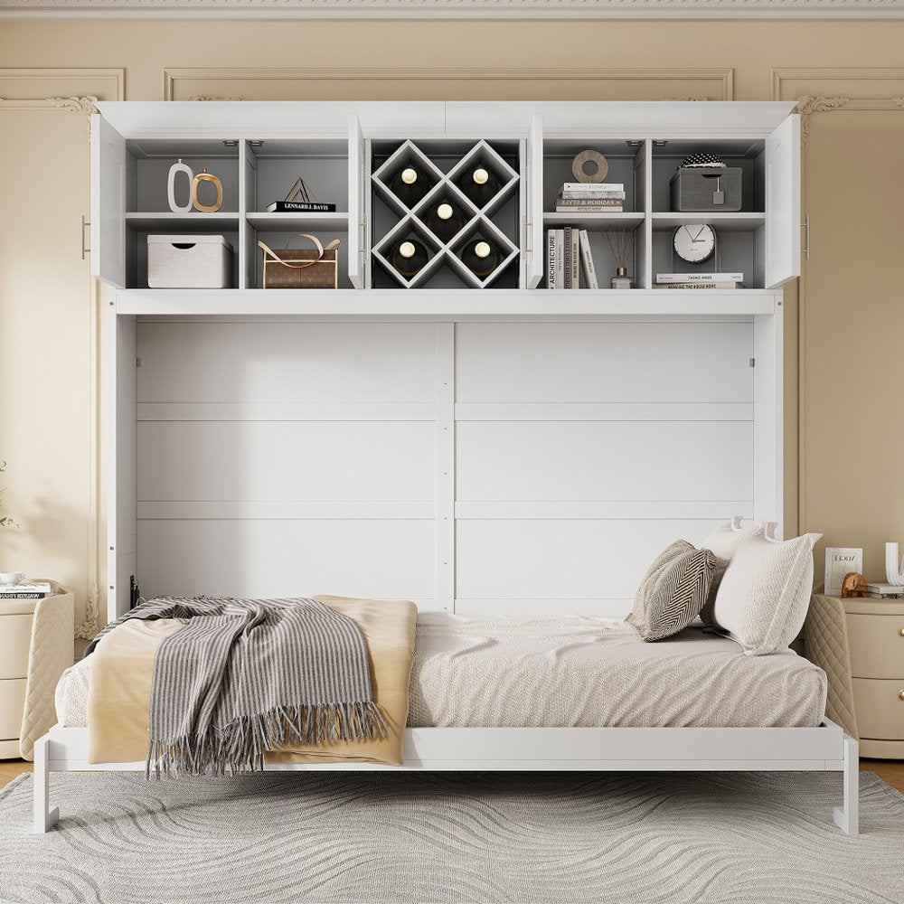 White Wood Queen Murphy Bed