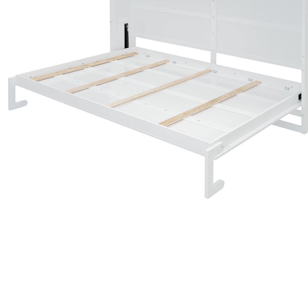 White Wood Queen Murphy Bed