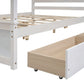 White Wood Full Canopy Bed With Drawers