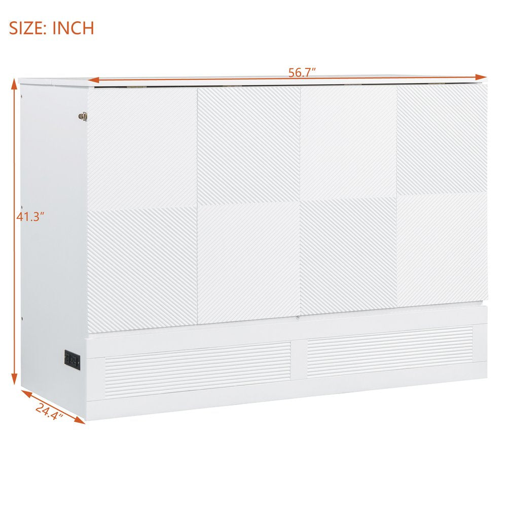 White Wood Full Murphy Bed