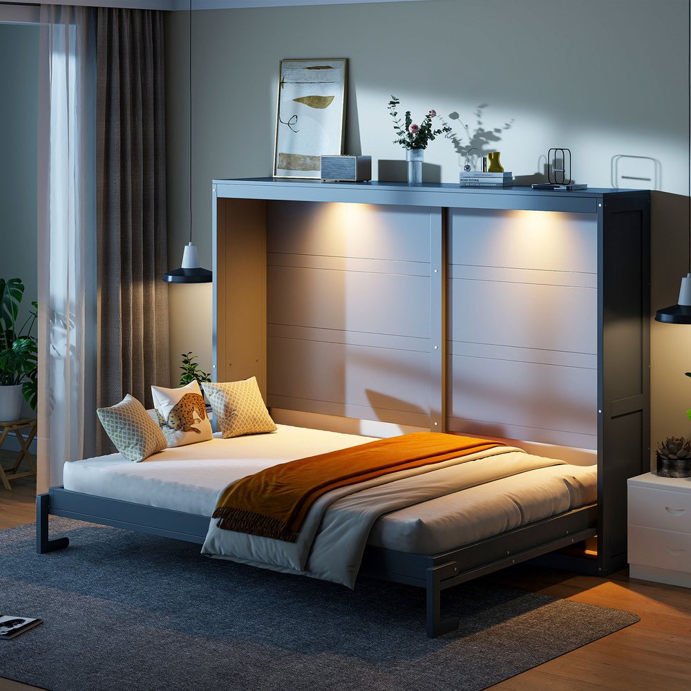 Gray Wood Queen Murphy Bed
