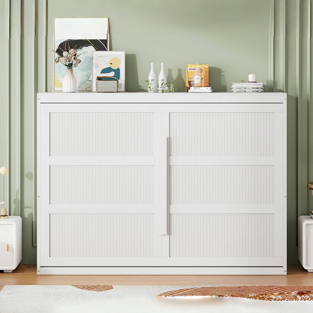 White Wood Queen Murphy Bed