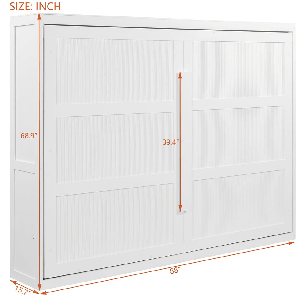 White Wood Queen Murphy Bed