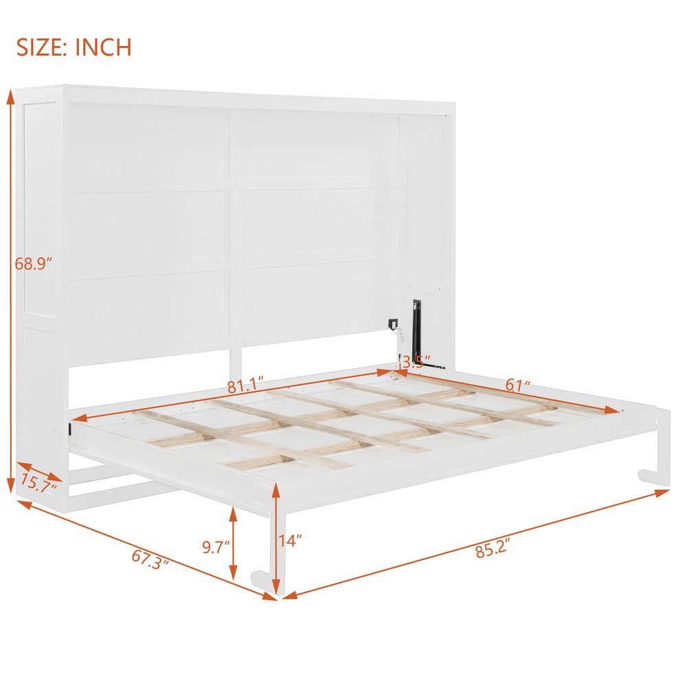 White Wood Queen Murphy Bed