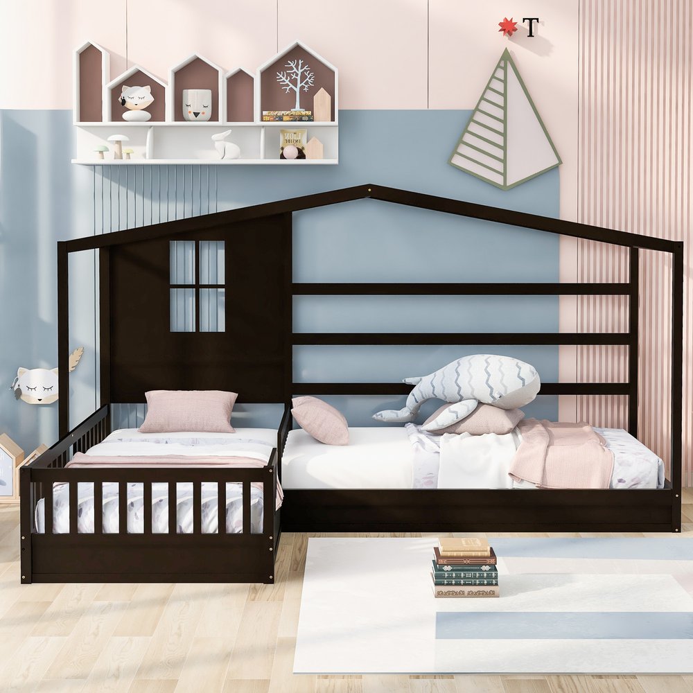 Espresso Wood Twin Canopy Bed Frame