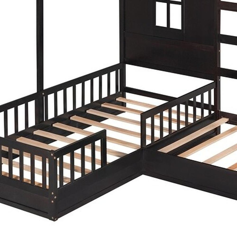Espresso Wood Twin Canopy Bed Frame