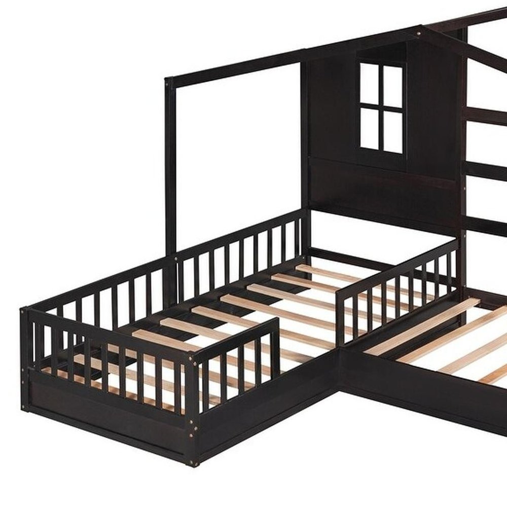 Espresso Wood Twin Canopy Bed Frame