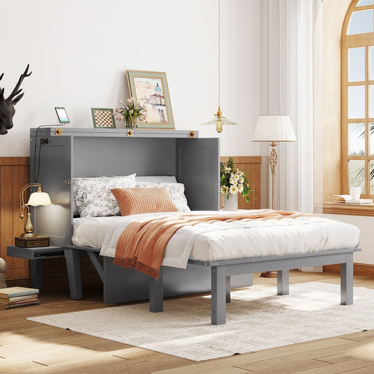 Gray Wood Full Murphy Bed