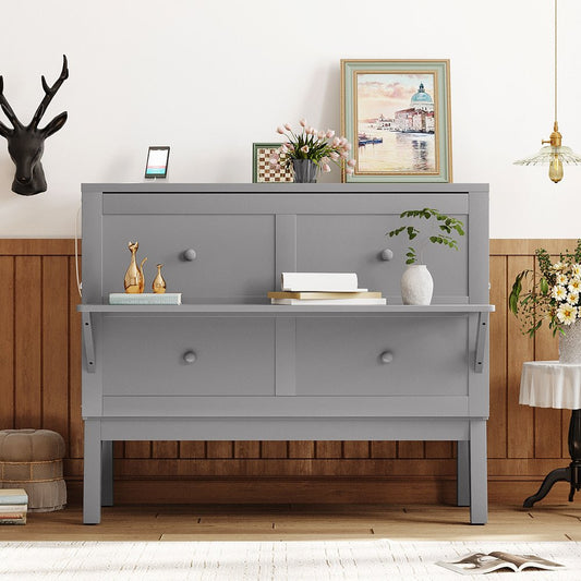 Gray Wood Full Murphy Bed