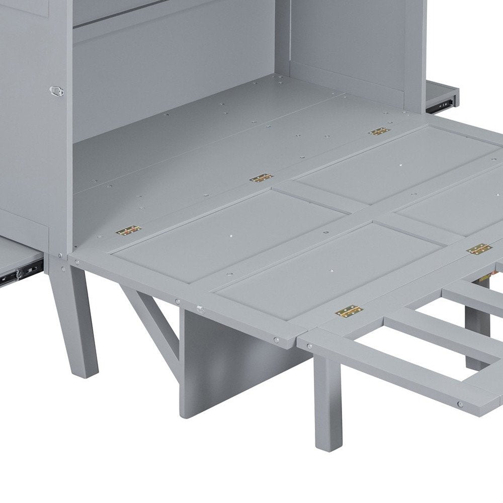 Gray Wood Full Murphy Bed