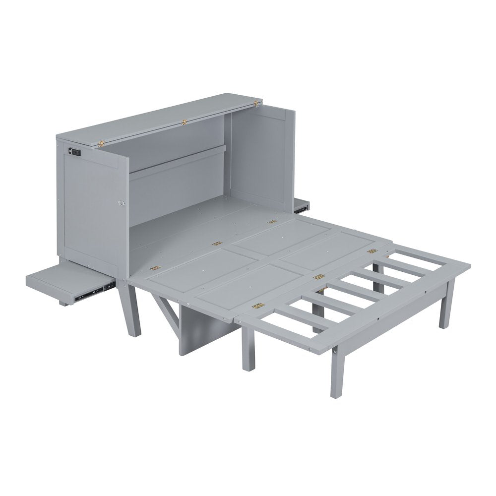 Gray Wood Full Murphy Bed